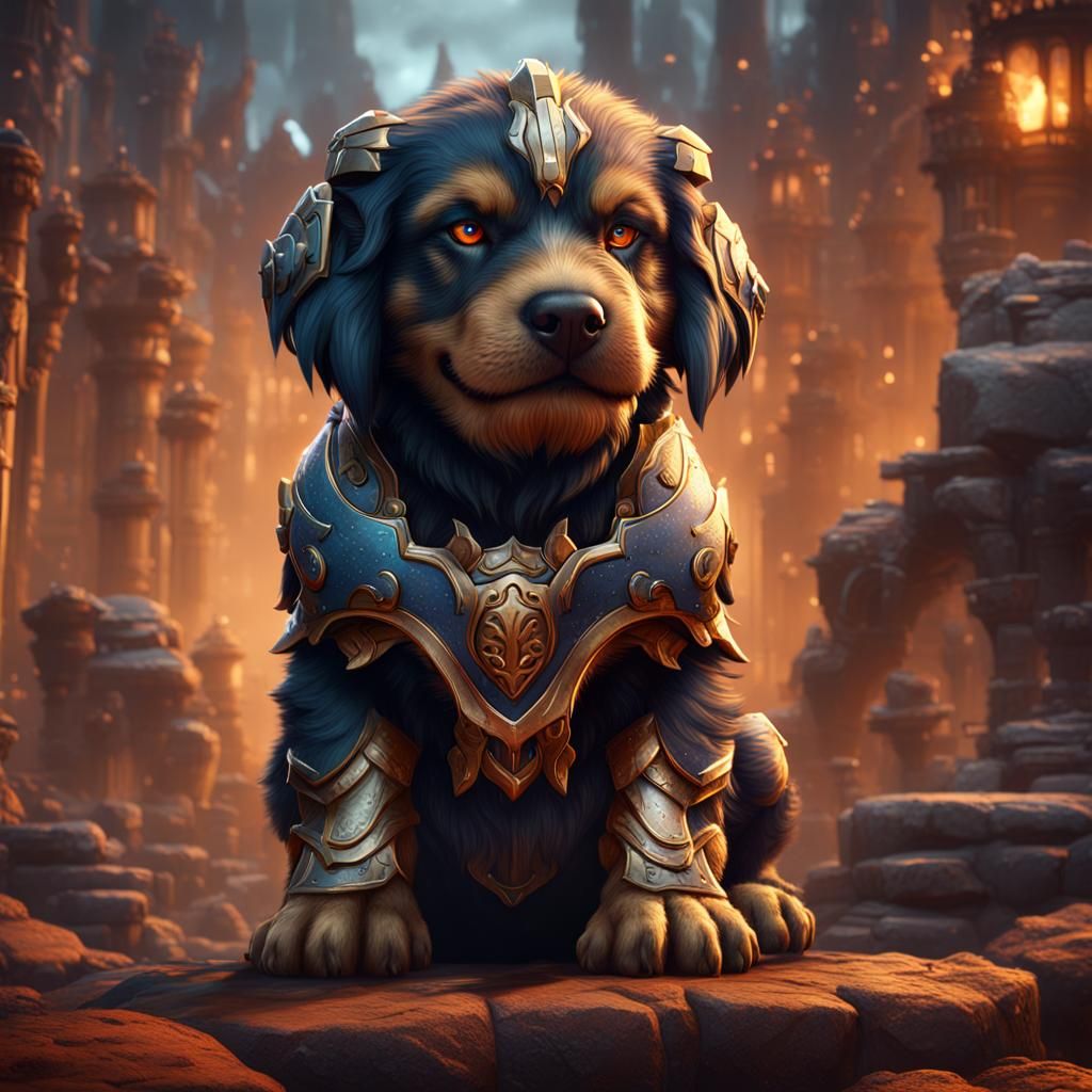 Adorable Three-Headed Puppy: Cerberus in Digital Art