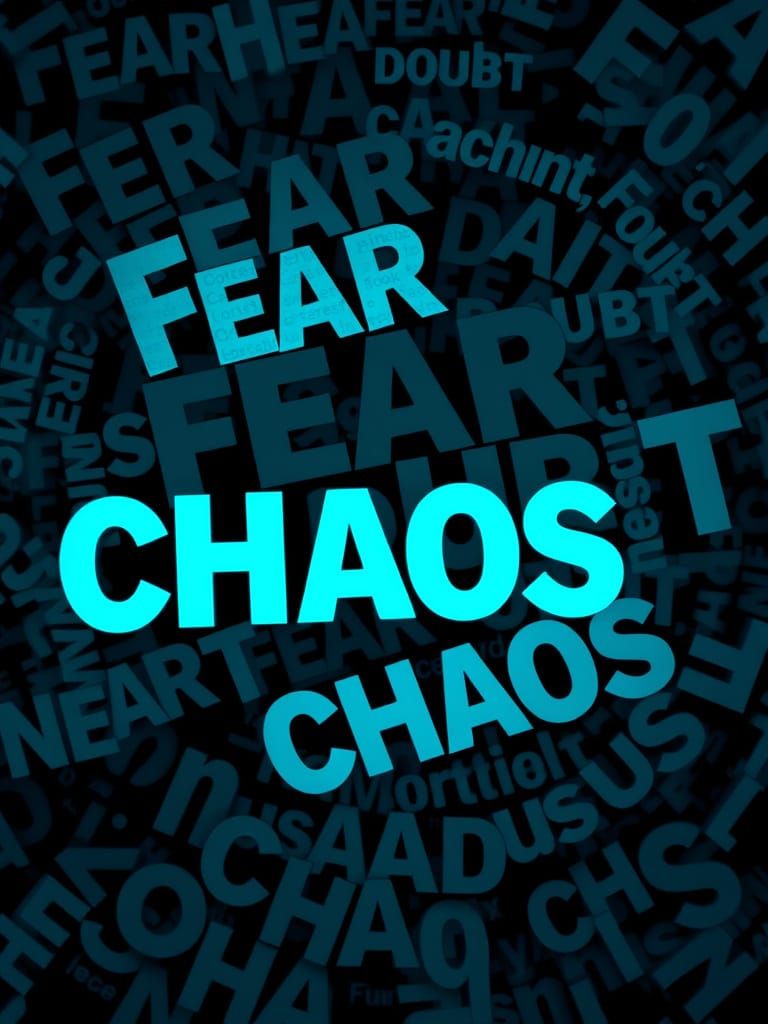 Distorted Typography in Dark, Neon Hues