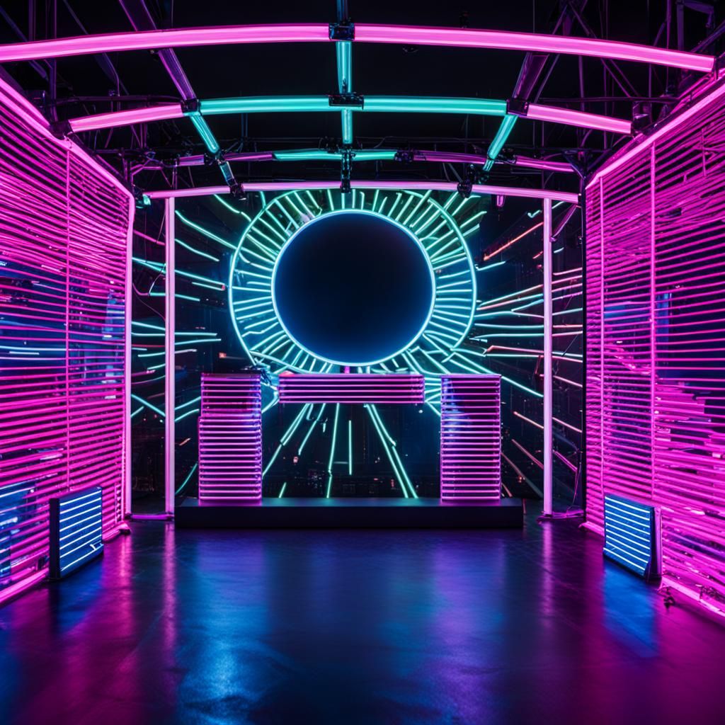 Vibrant Neon Stage in Electric Hues
