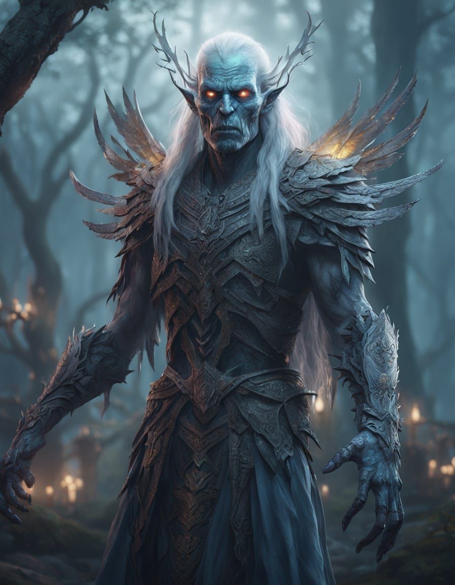 Mysterious Undead Spirit in Misty Forest: Dramatic Portrait