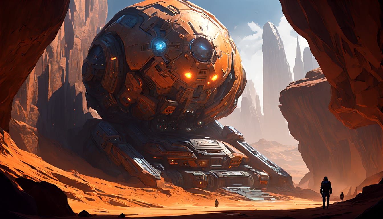 Sci-Fi Concept Art: Android Explorer on Alien Planet