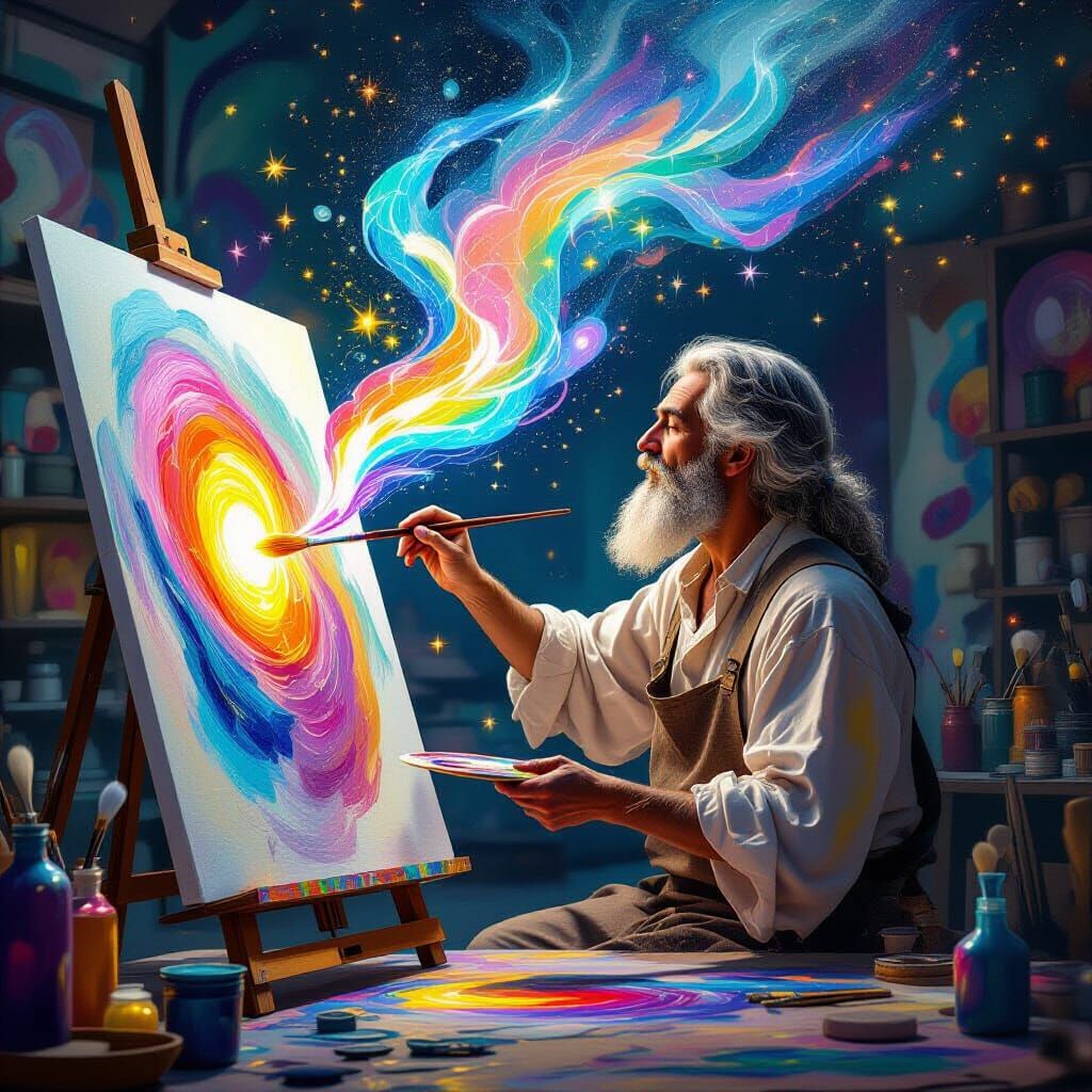 A painter in his studio ..