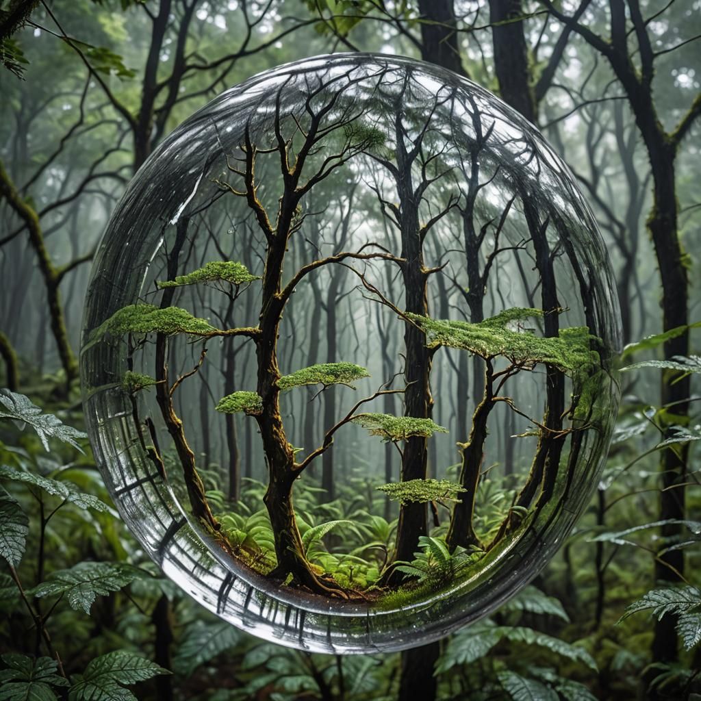 Forest Inside Raindrop: Hyperrealistic 64 Megapixel Image