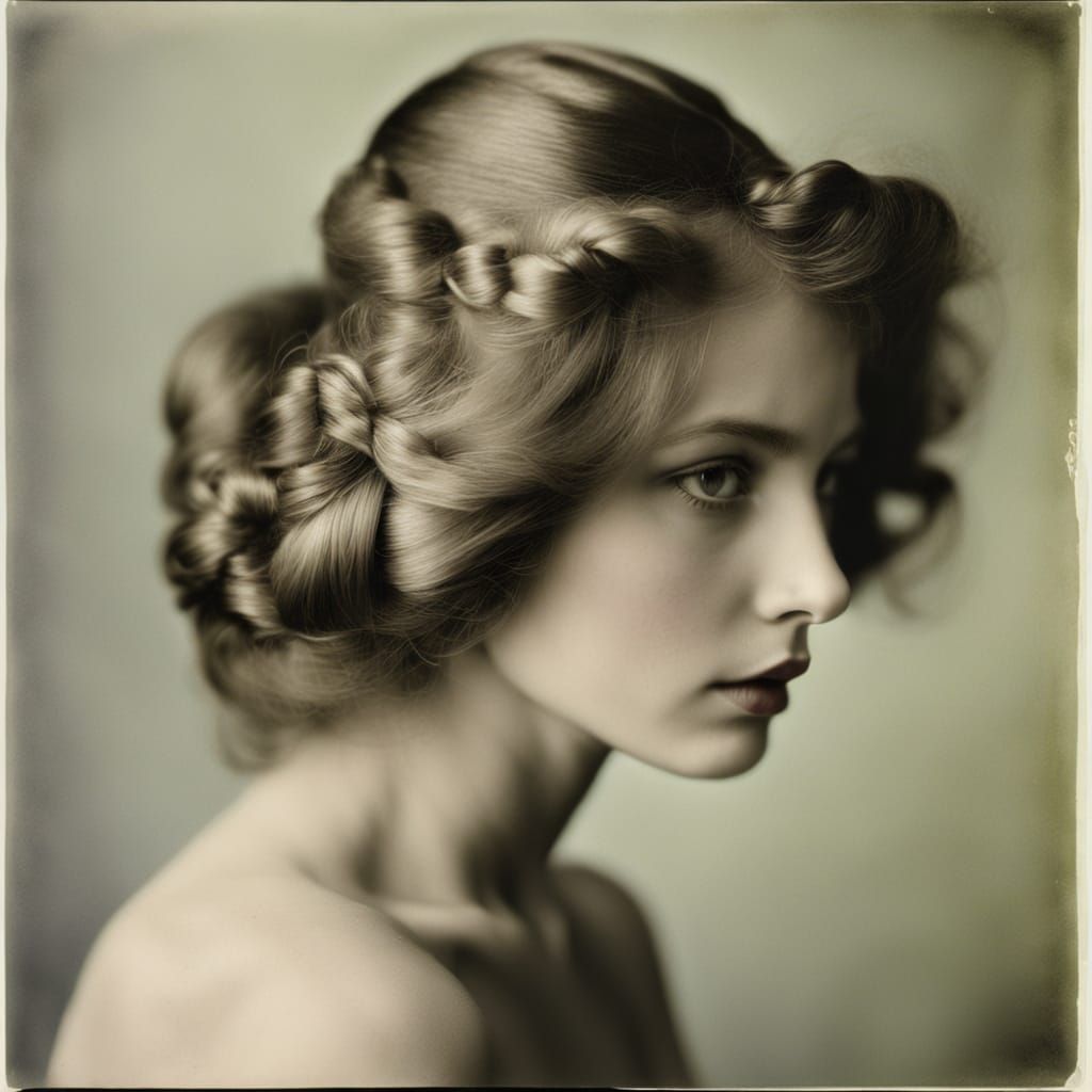 Hand-Colored Silver Gelatin Print of Abstract Hair