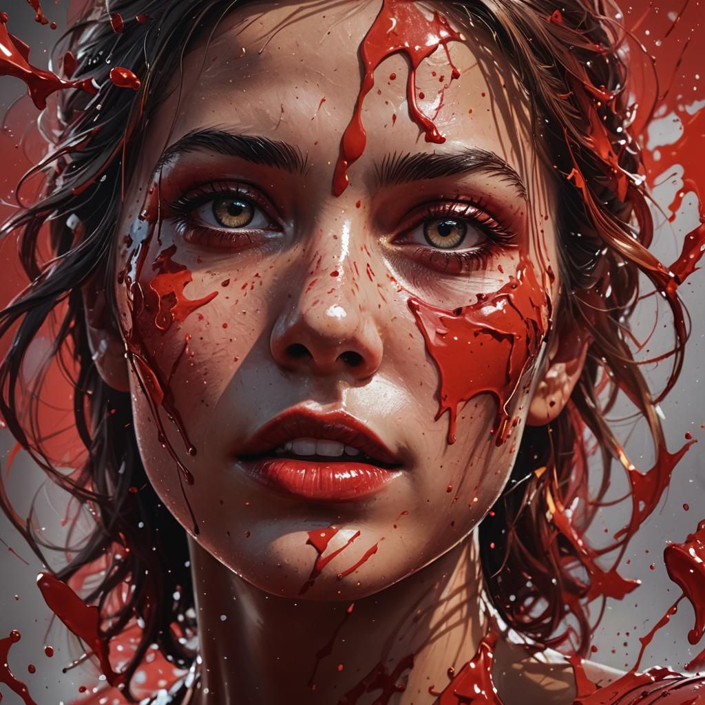 Hyperrealistic Splash Art: The Color Red