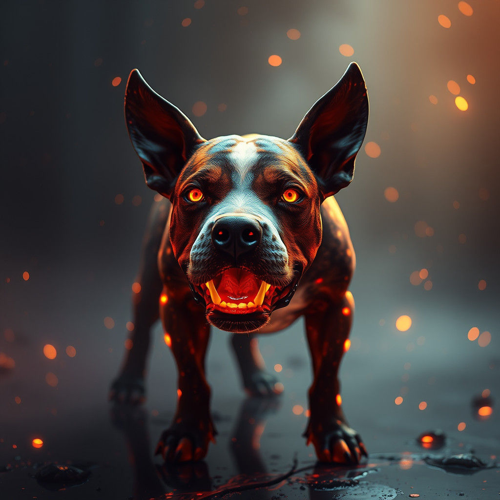 Ethereal Pitbull Made of Light: Fantasy Concept Art