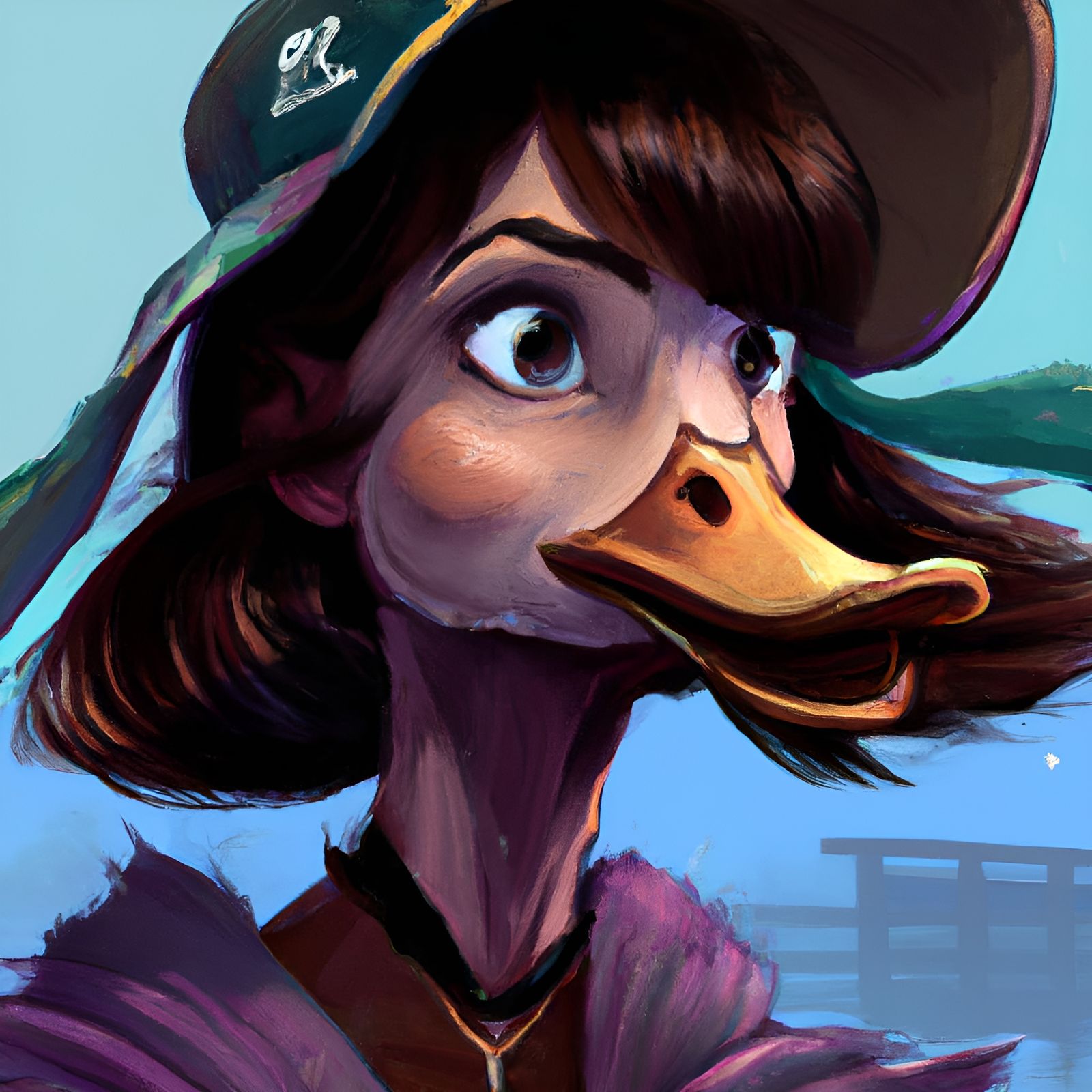 Wednesday Duck Portrait in Pixar Style