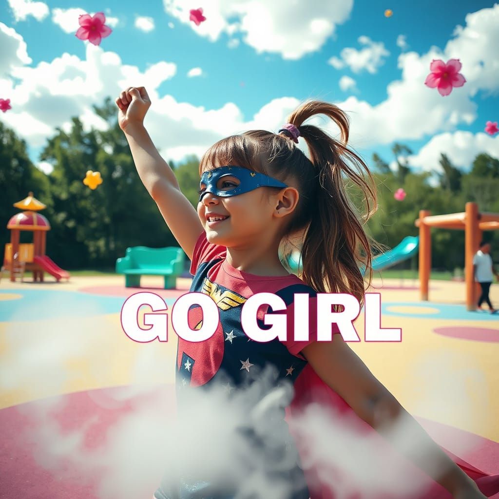 Whimsical Playground Goddess in Vibrant, Surrealist Wonderla...