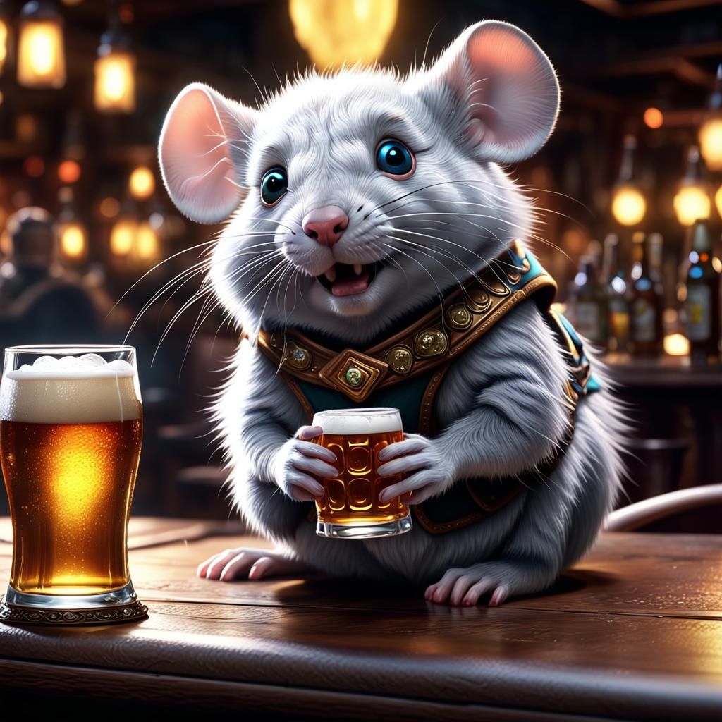Drunk Mouse Enjoying Happy Hour, Digital Art