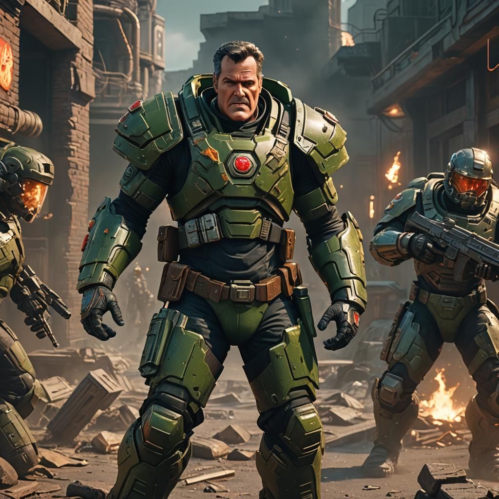 Bruce Campbell as Doomguy in 3D Game Art