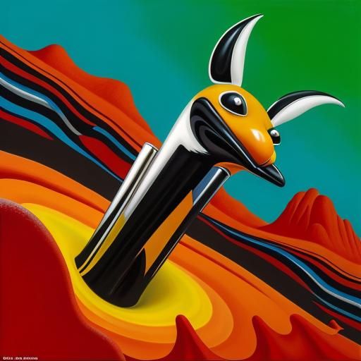 Surreal Abstract Matte Oil Painting in High Contrast