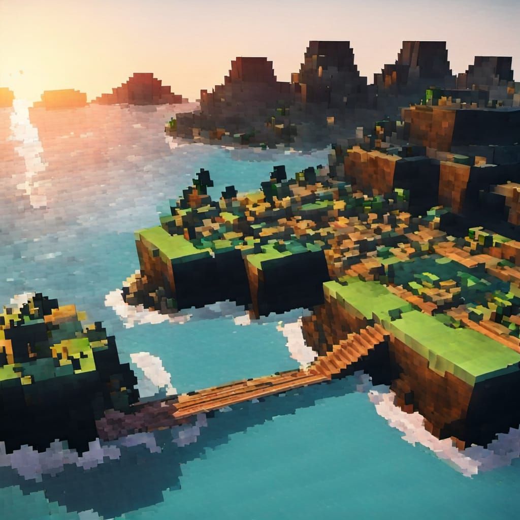 Minecraft sunset beach