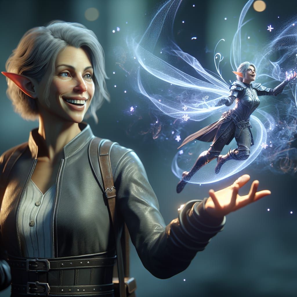 Joyous Halfling Spy with Magical Heads-Up Display