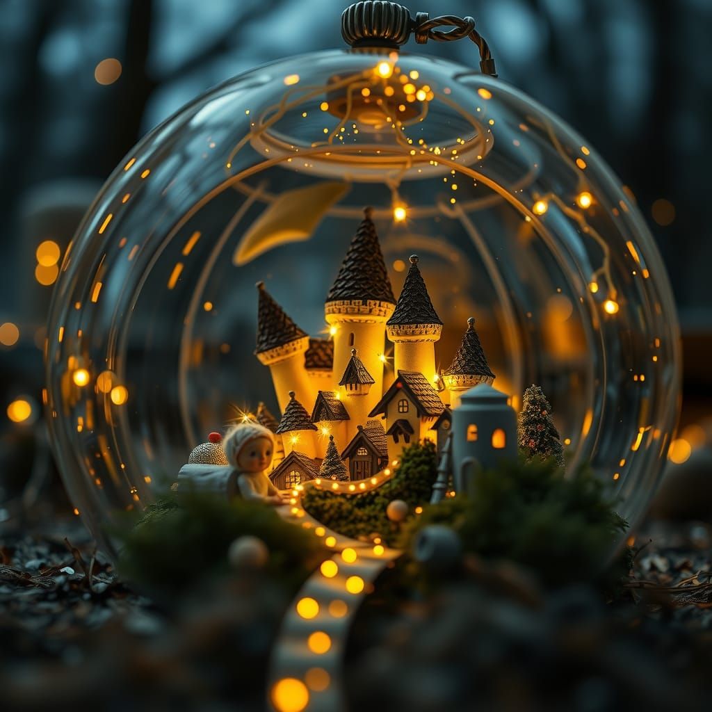 Magical Fairy City Inside Glowing Orb