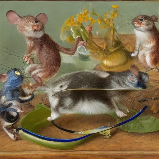 Glass Mouse Stealing Cheese: Enameled Figurine