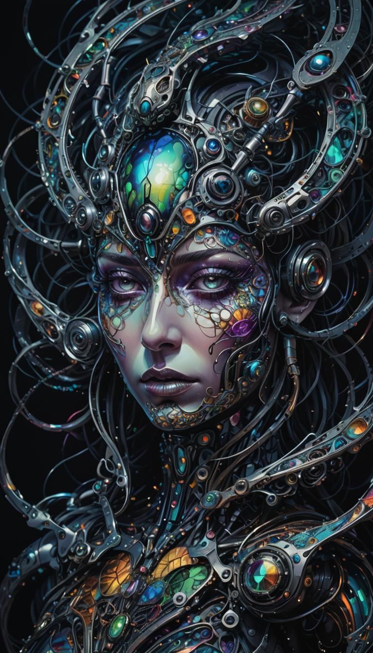 Futuristic Biopunk //Biomech portrait of a mystical face, 30...
