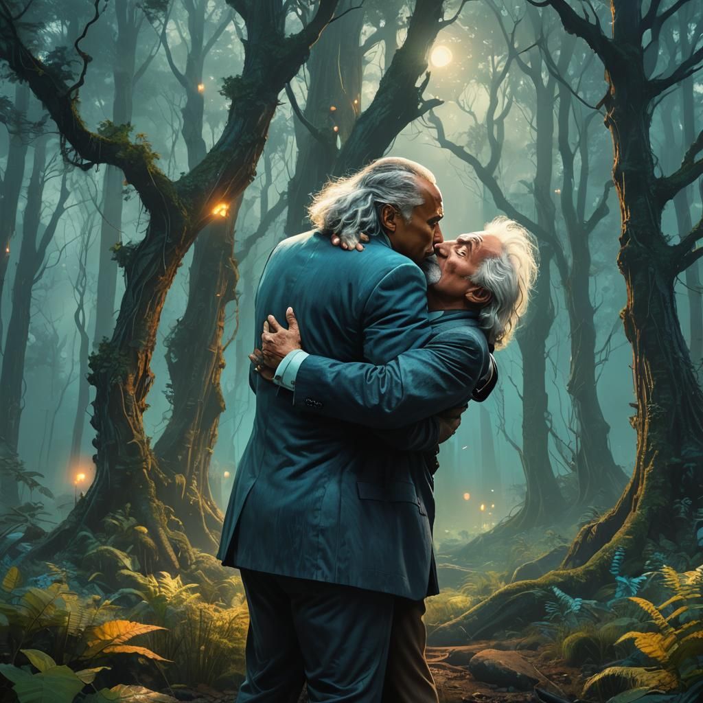 The Rock and Einstein in Mystical Forest