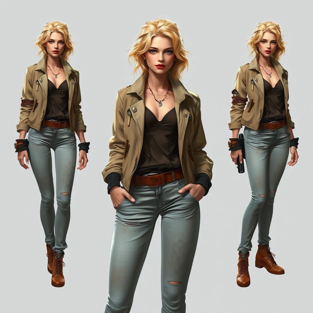 Elegant Cyberpunk Woman in Multifaceted Pose