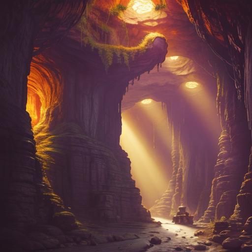 Surreal Dwemer Underground City in Vibrant Colors