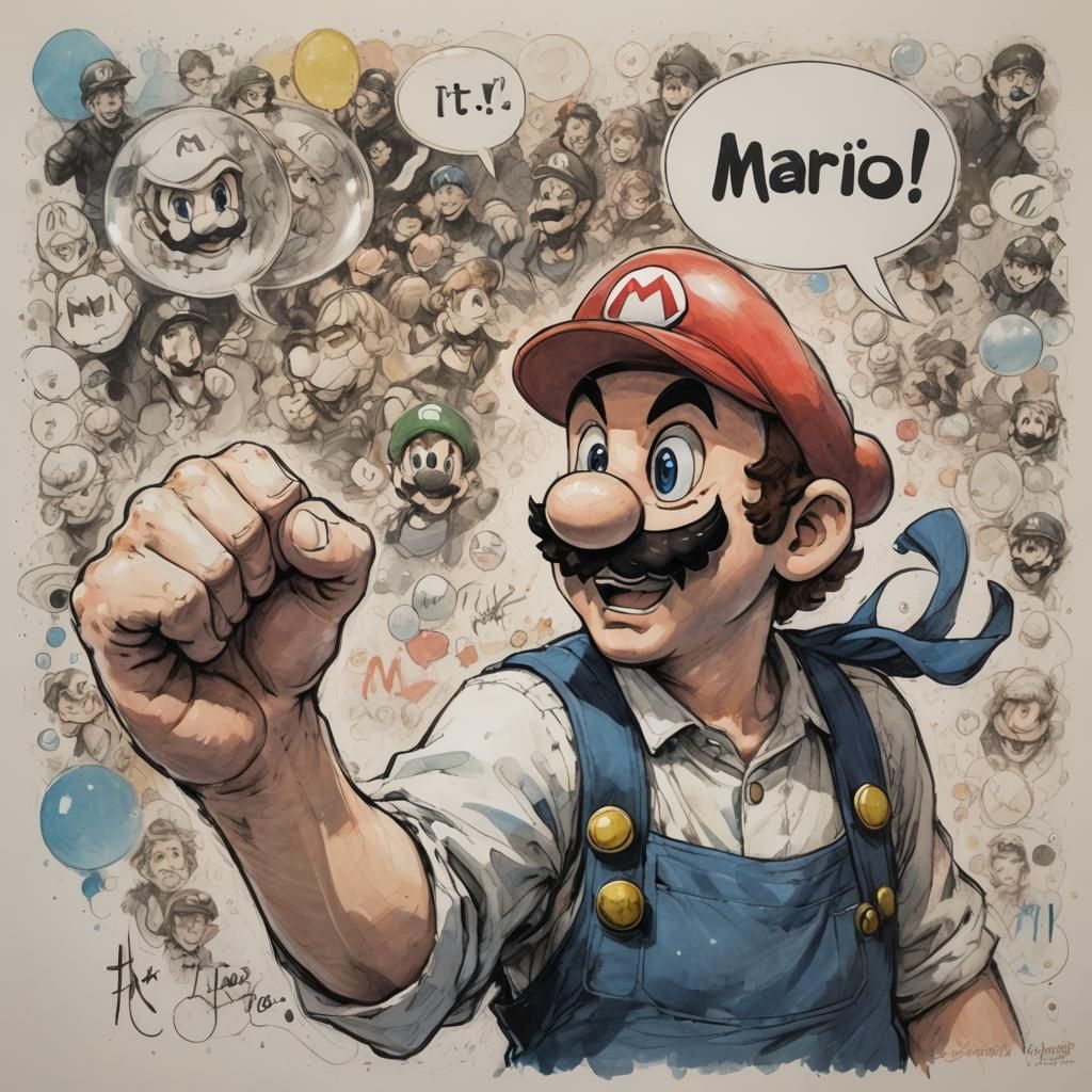 Mario Manga Portrait with Pastel Colors