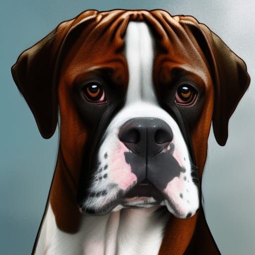 Hyperdetailed Boxer Dog Portrait in Digital Art Style