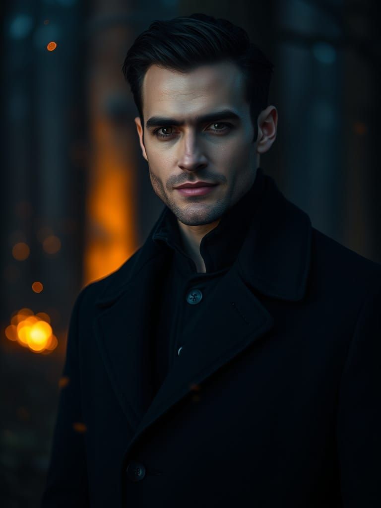 Gothic Hero in Dark Forest