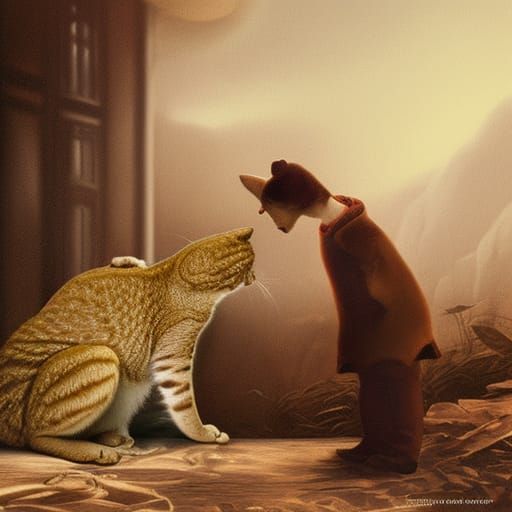 Toad Creature Affectionately Petting a Cat