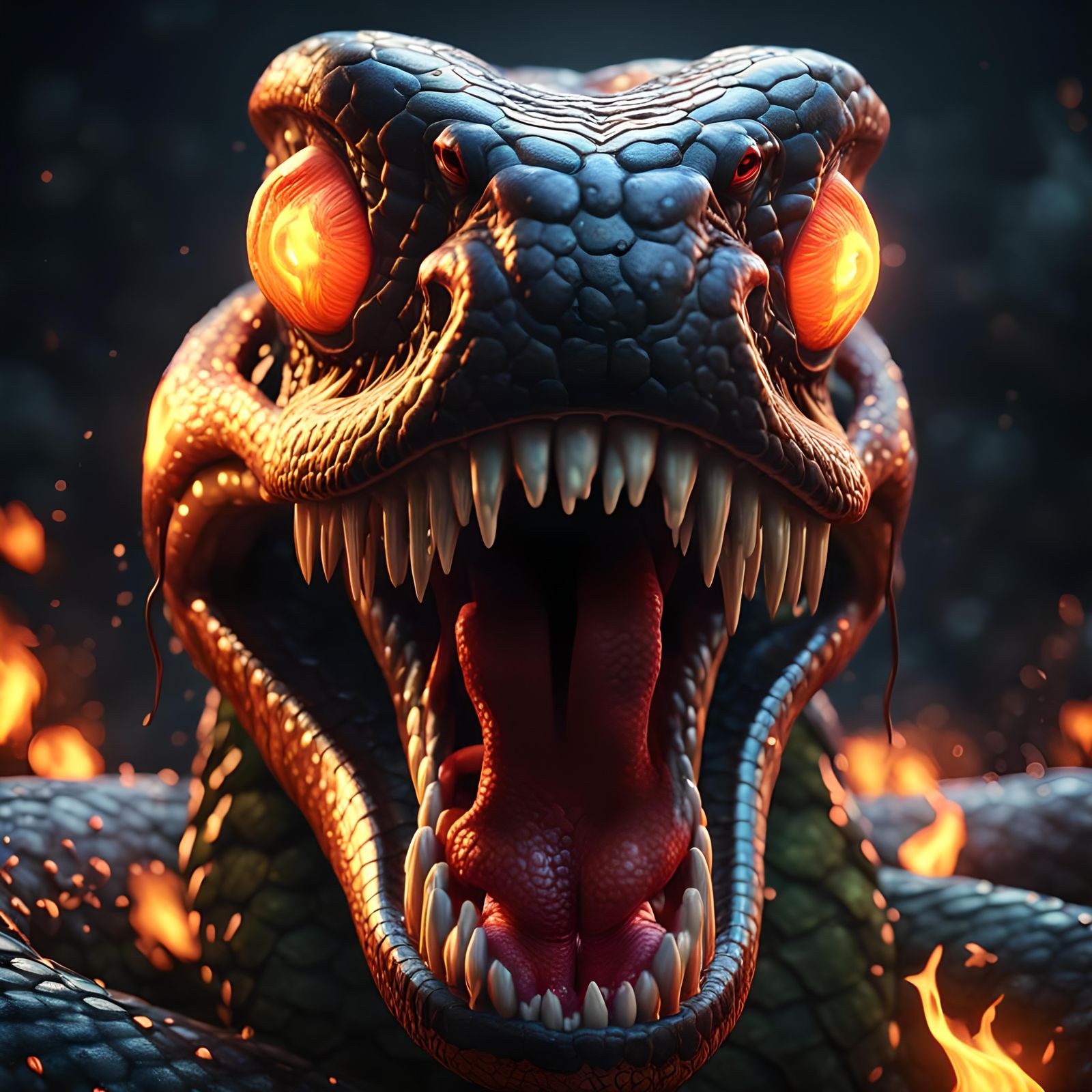 Hallucinatory Snake God Dripping Venom in 3D