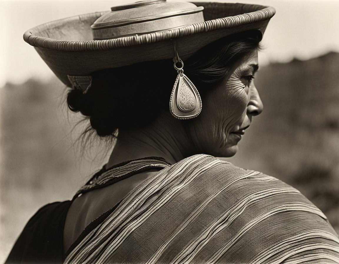 Mexican Woman with Water Jar: Platinum Print