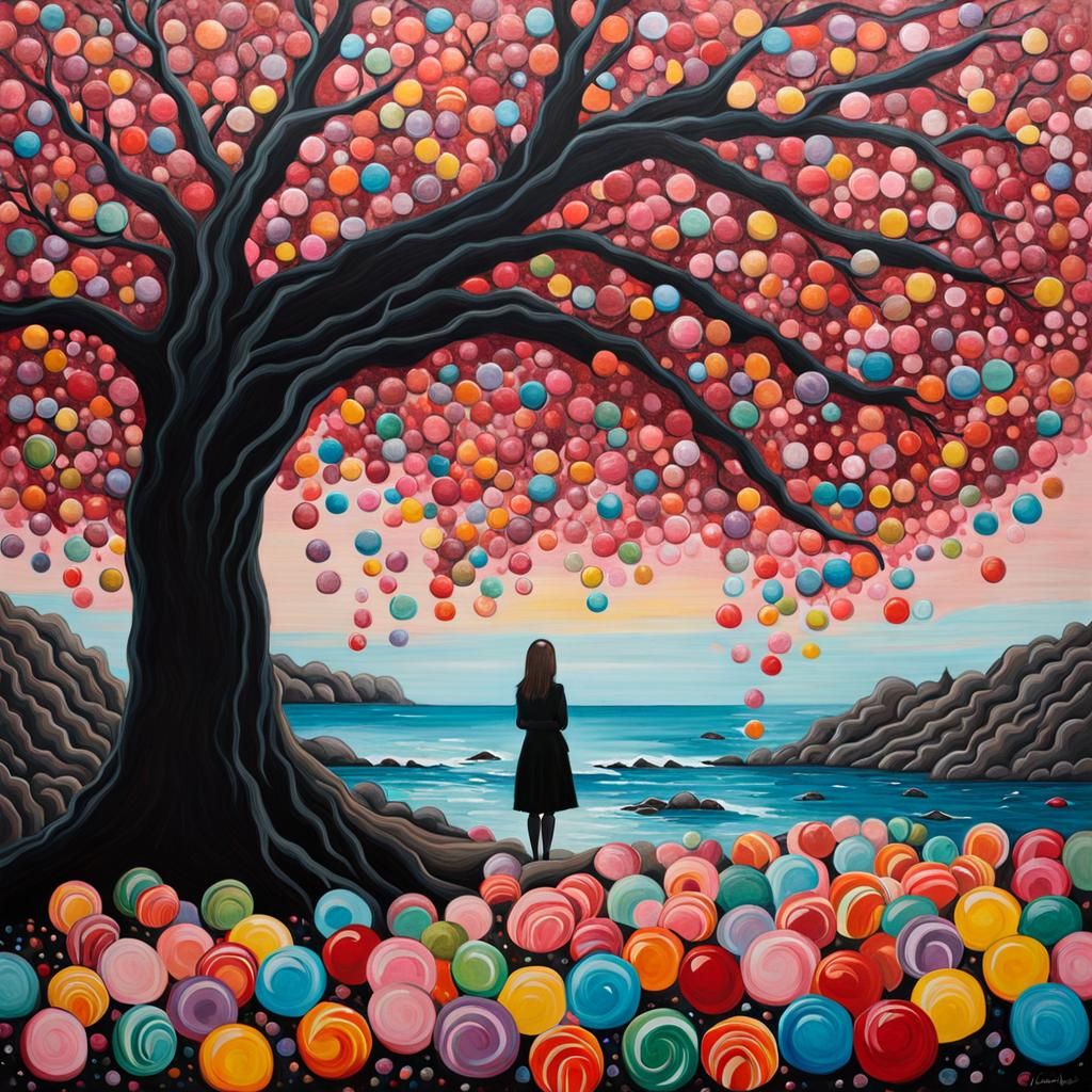 Despairing Figure at Lollipop Tree, Grotesque Art