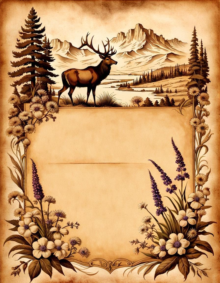 Vintage Arizona Letterhead with Elk and Wildflowers