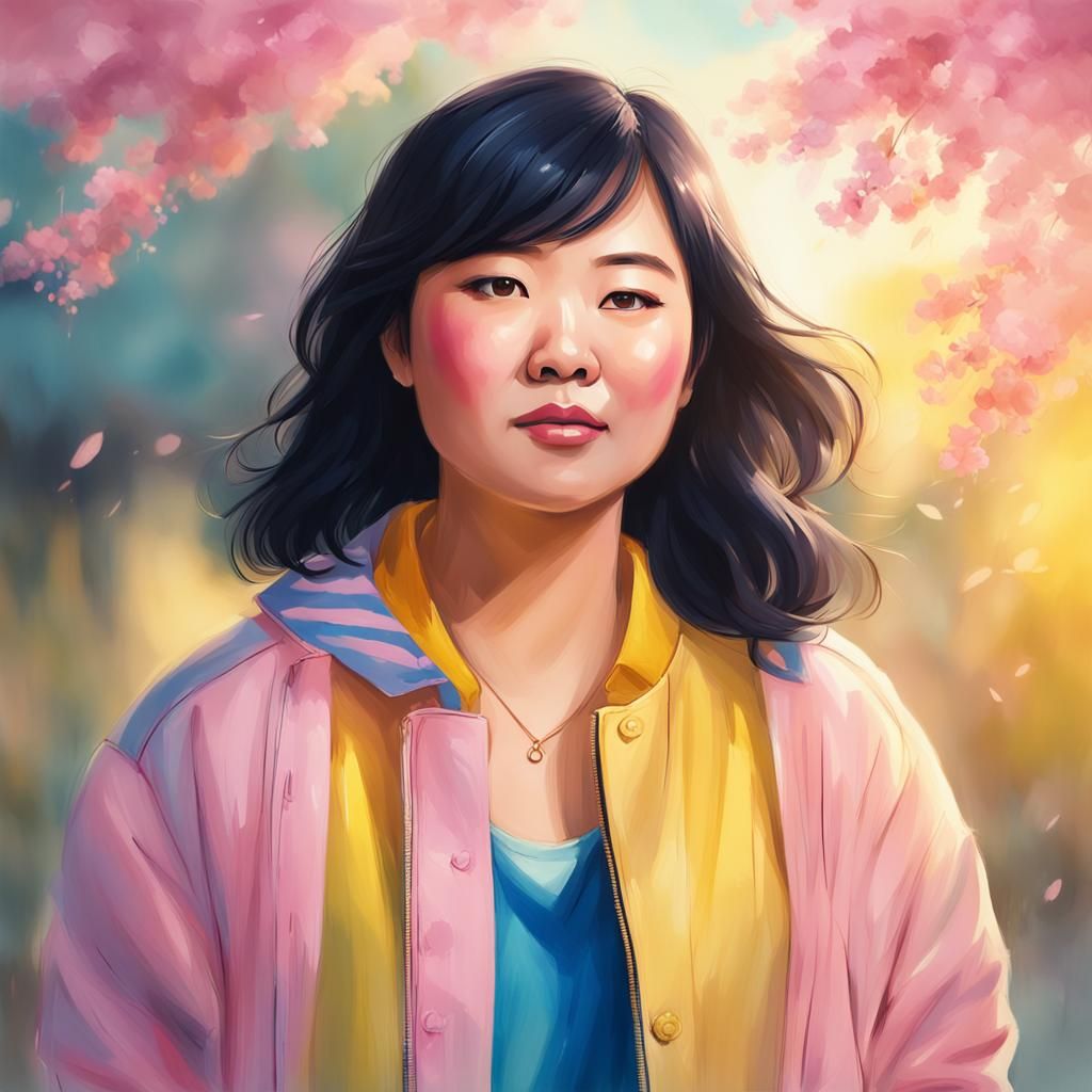 Beautiful Asian Woman Portrait in Pastel Colors