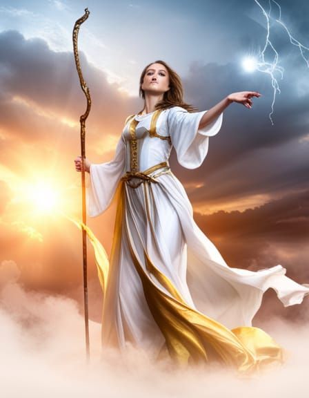 Levitating Medieval Priestess Digital Matte Painting