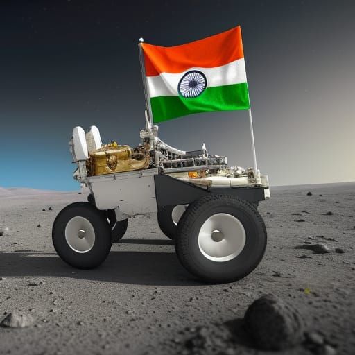 Indian Flag Waving on Chandrayaan 3 Rover