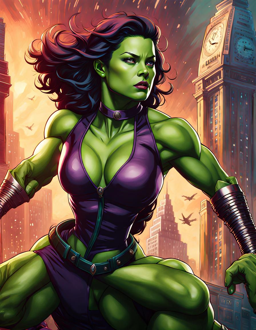Detailed Matte Painting of She Hulk