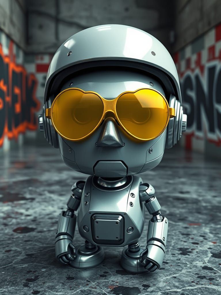 Sleek Metal Robot in Industrial Futuristic Setting