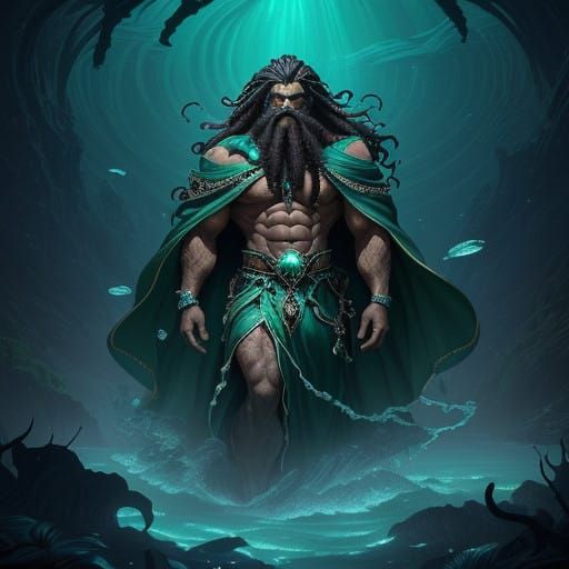 Majestic Water Man in Emerald Headdress