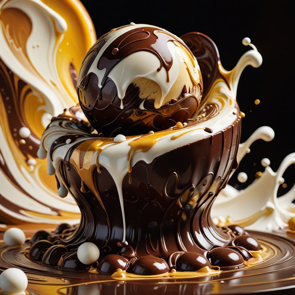 Glossy Chocolate Sculpture: Food Art in Abstract Expressioni...