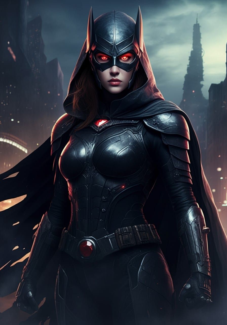 Will-o'-the-Wisp superhero with a dark, dystopian background