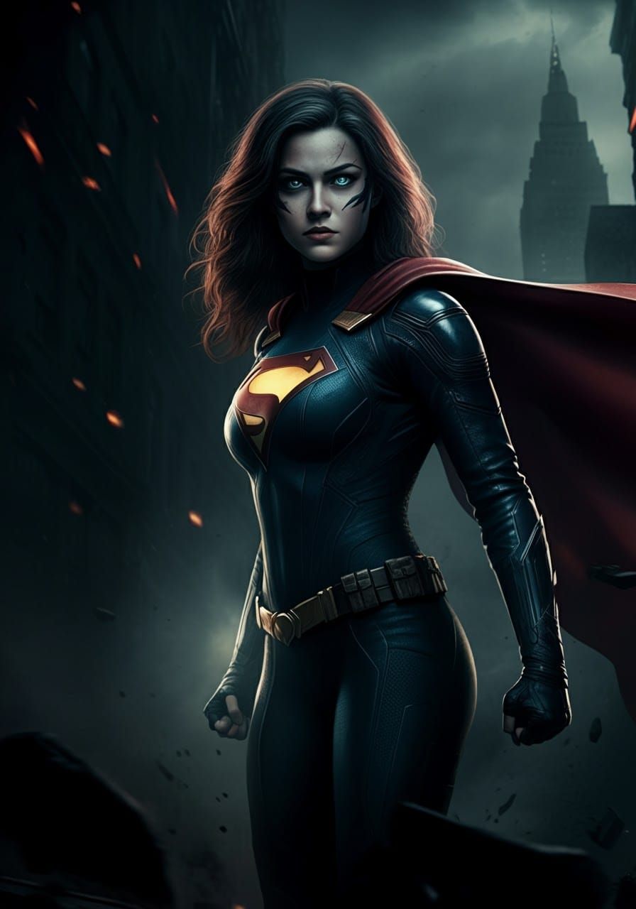 Will-o'-the-Wisp superhero with a dark, dystopian background...