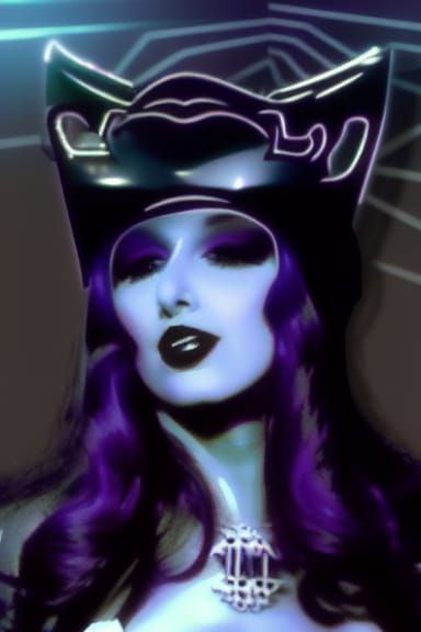 Gothic Female Bodybuilder in Vaporwave Anime Style