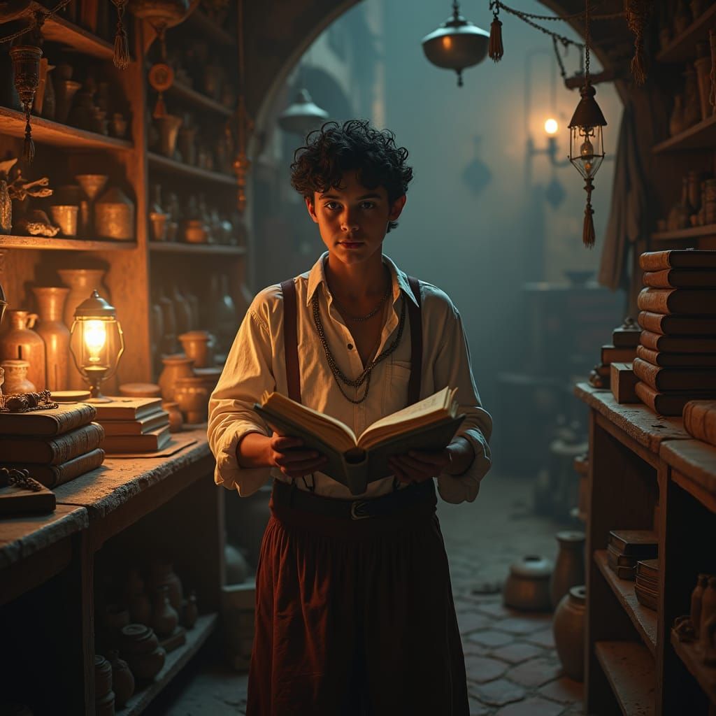 Mystical Shop Scene in Realism Style