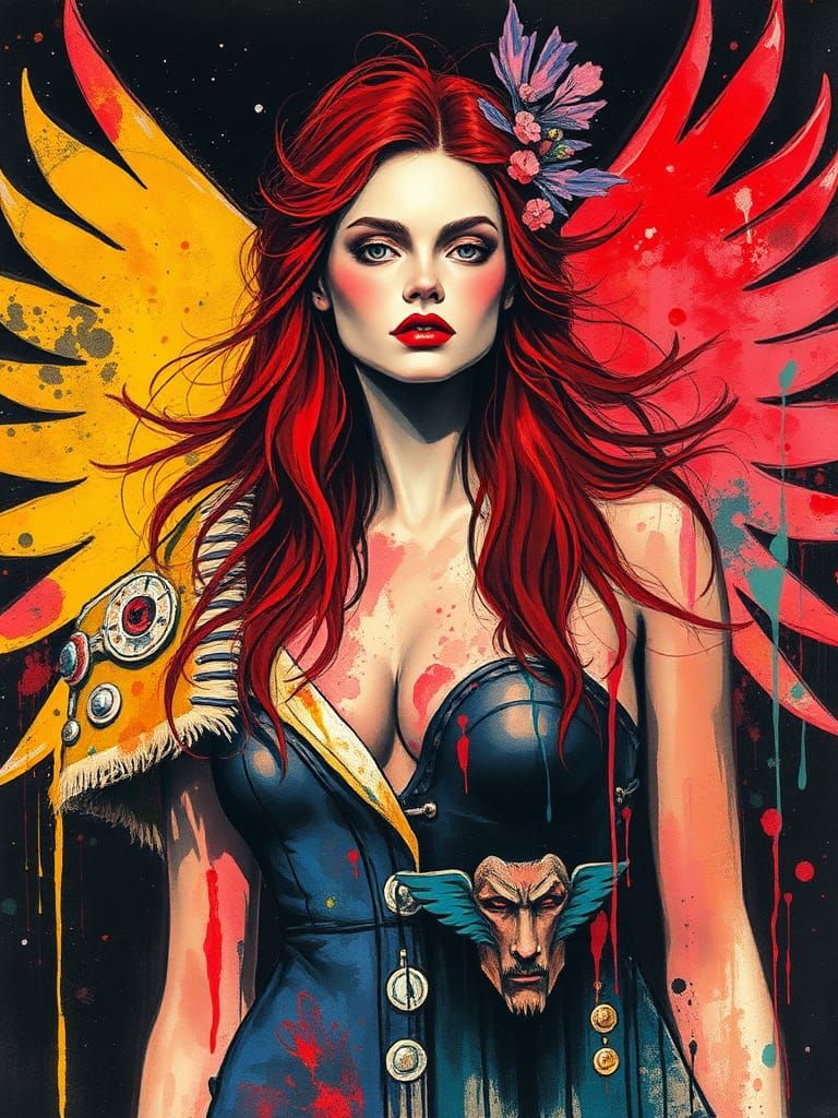 Valkyrie Commander in Abstract Expressionist Style