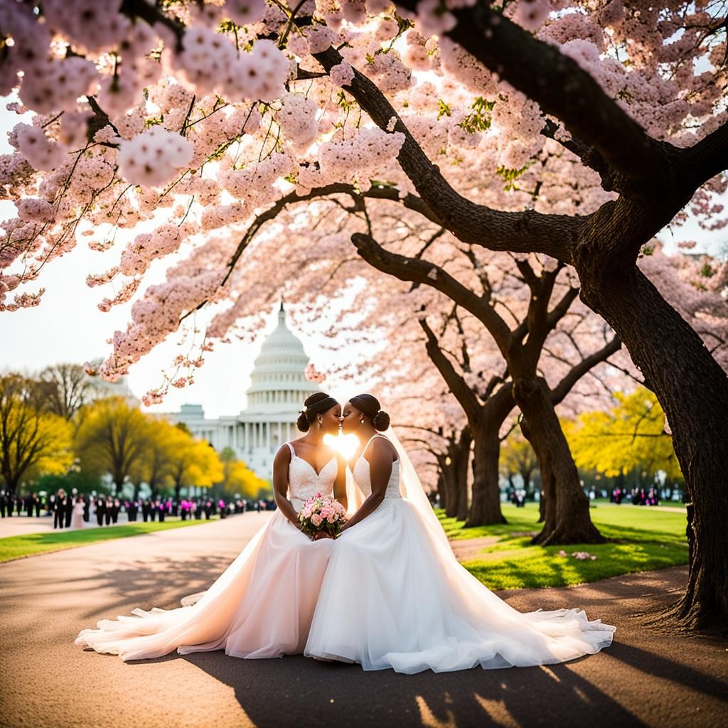 Cherry Blossom Wedding: Lesbian Couple in Washington D.C.