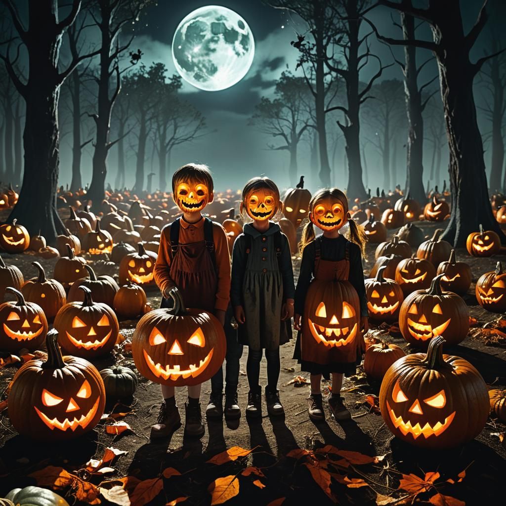 Frightened Moon Surrounded by Laughing Kids