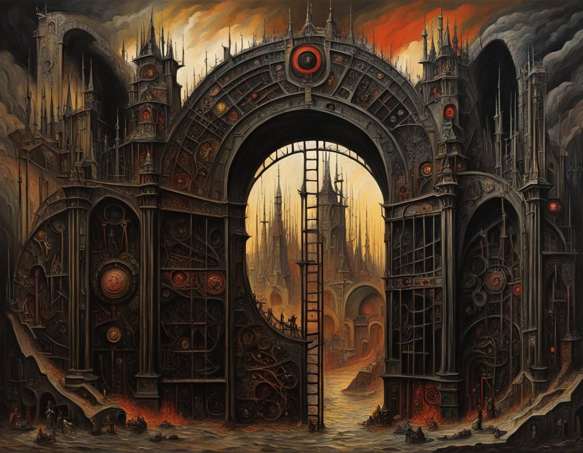 Colossal Gate to Hell in Gothic Style