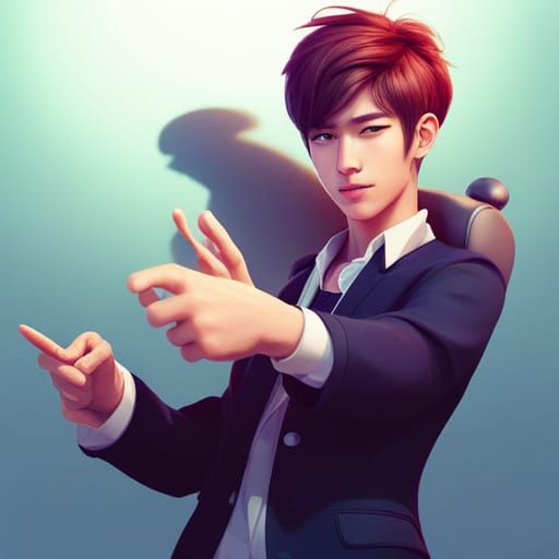 Male K-Pop Idol in 3D Digital Art Style