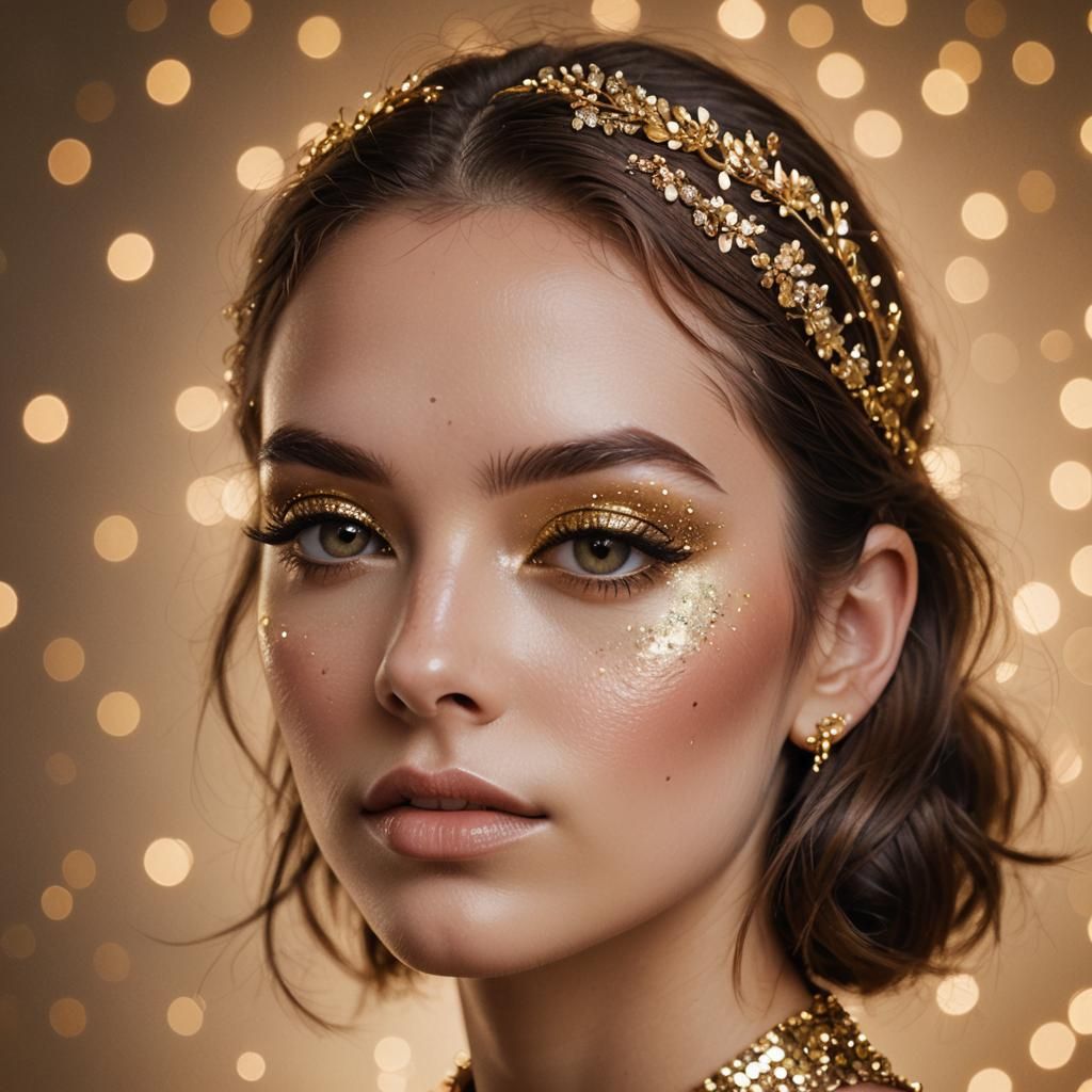 Golden Girl Portrait with Sparkly Eyeshadow