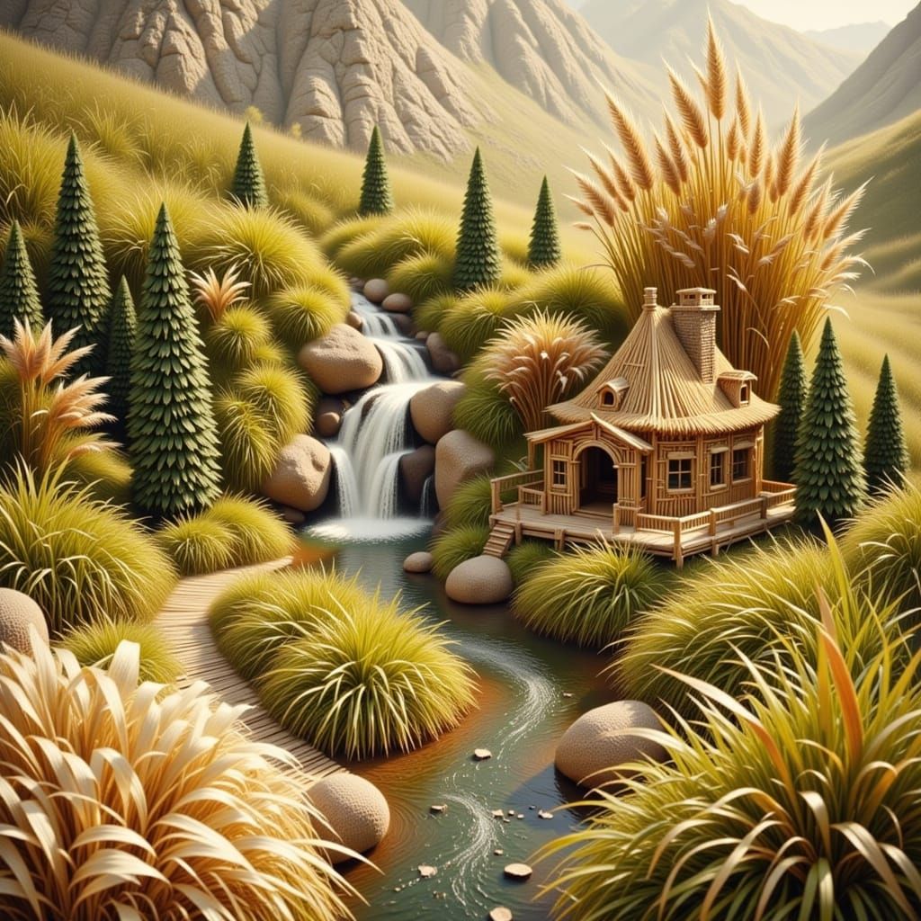 Estate with Majestic Waterfall in a Dreamlike Landscape