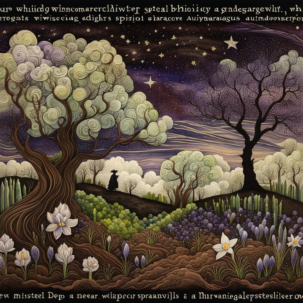 Whimsical Spring Nightmare: Watercolor Landscape